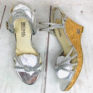 MICHAEL Michael Kors silver wedge sandal 81/2 M